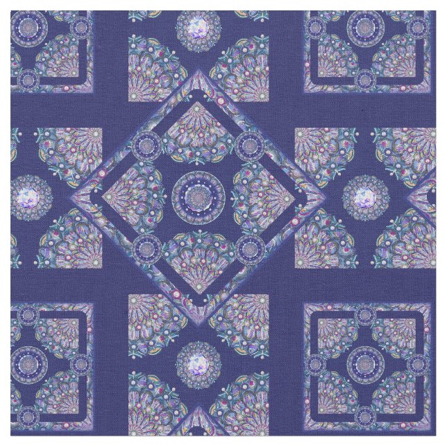 blå rosace tyg (Närbild)