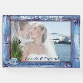 Blå, rosenfärgad Ram och fisk Gästböcker