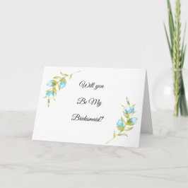 Blå Rosenknopp blir du min Bridesmaid? Kort