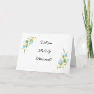 Blå Rosenknopp blir du min Bridesmaid? Kort
