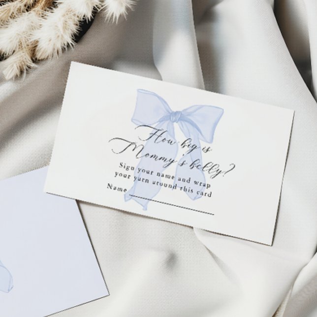 Blå rosett baby shower Hur stor är Mamma bebis mag Tilläggskort (Skapare uppladdad)