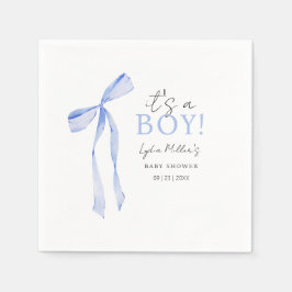 Blå rosett baby shower inbjudan, pojke baby shower pappersservett