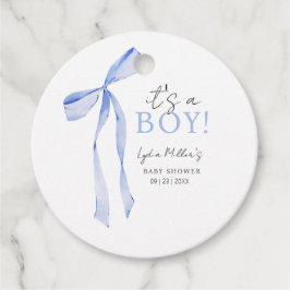 Blå rosett babykalasinbjudan, Pojke Baby Shower Gåvor Etiketter