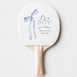 Blå rosett babykalasinbjudan, Pojke Baby Shower Pingisracket