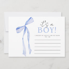 Blå rosett babykalasinbjudan, Pojke Baby Shower Rådkort