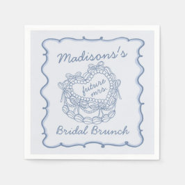 Blå Rosett Retro Hjärtcoquette Tårta Bröllpsbrunch Pappersservett