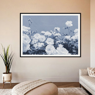 Blå Rosor Blommig Trädgård Foto Konsttryck Affisch
