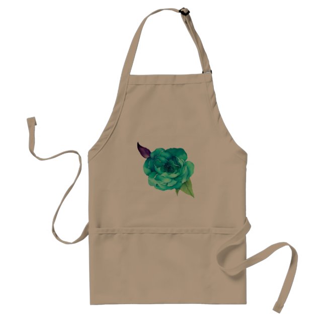 Blå Rosor Lila Akvarellblommor Förkläde (Framsidan)