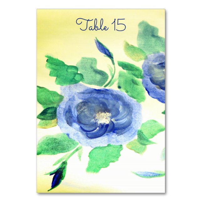 Blå Rosor Med Gult Bordsnummer (Framsidan)
