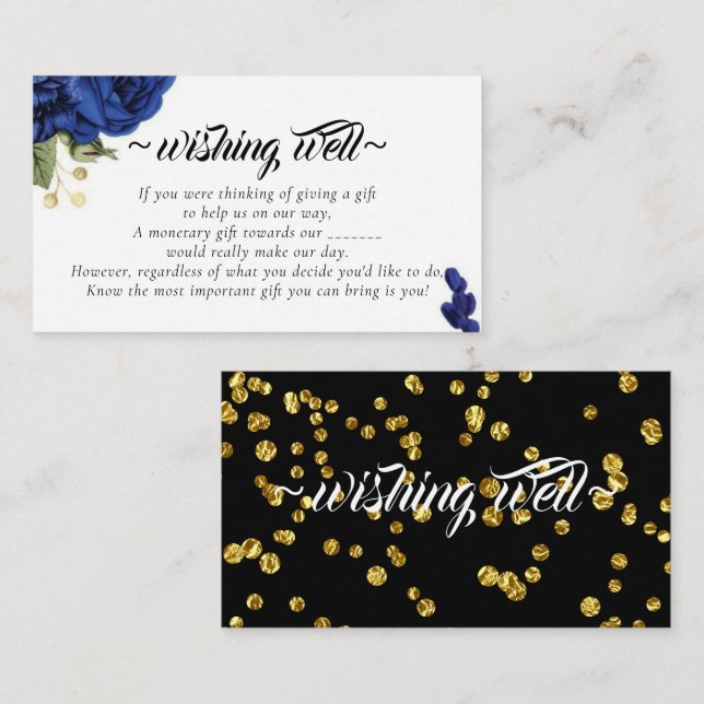 Blå Rosor Önskebrunn för Bröllop Tilläggskort (Fram/baksida)