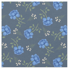 Blå rosor på dämpat blå kaliko tyg