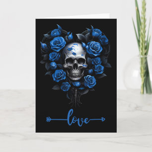 Blå Rosor Skalle För Valentine´s Kärlek Rock För M Kort