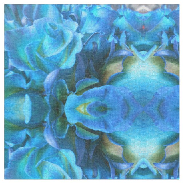 Blå Rosor Tyg (Närbild)