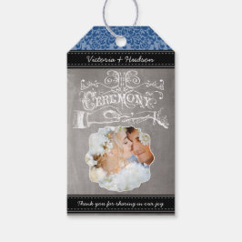 Blå Royal för Monogram Bröllop-foto-dämpare Presentetikett