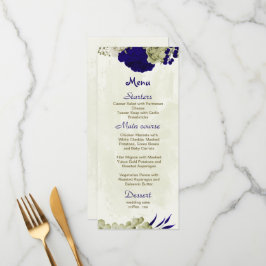 Blå royal och blomkål botaniska bröllop meny