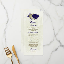 Blå royal och blomkål botaniska bröllop meny