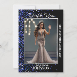 Blå Royale Glitter Pageant Foto Tackkort Tack Kort