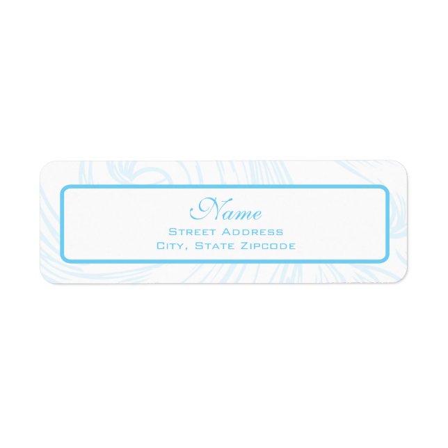 Blå Rulla Christening Address Label Returadress Etikett (Framsidan)