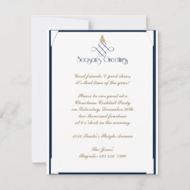 Blå Rulla med liten Guld Julgran Inbjudningar