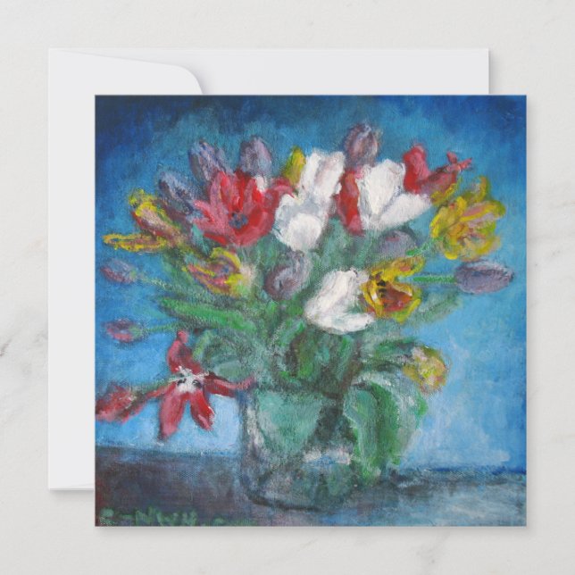 Blå rum Tulip Flowers Bouquet i Vas (Framsida)