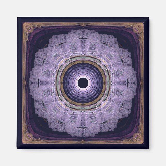 Blå rund fraktal mandala magnet (Framsidan)