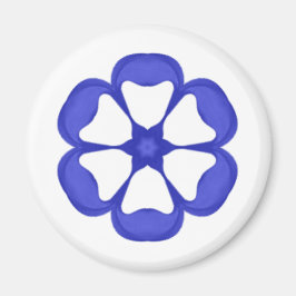 Blå runda Blommönster Magnet