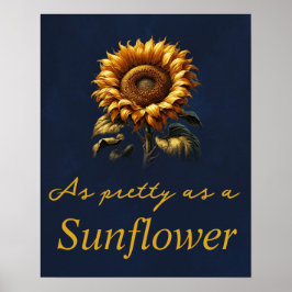 Blå Rustic Sunflower  Poster