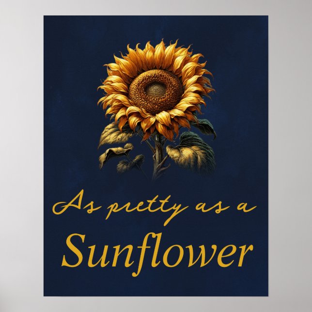 Blå Rustic Sunflower  Poster (Framsidan)