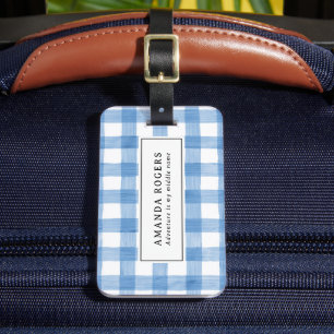Blå Rustik Akvarell Buffalo Rutig Modern Bagagebricka