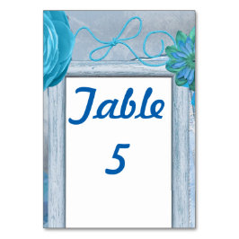 Blå rustik bröllop stil bordsnummer