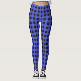 Blå Rustik Buffel Plaid Lumberjack Rutig Leggings
