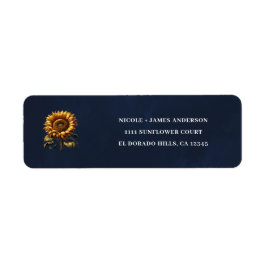 Blå Rustik Solros Bröllopsdusch Returadress Etikett