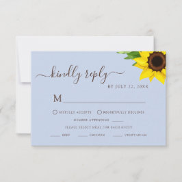 Blå Rustik Solros RSVP Kostholdsrespons Kort