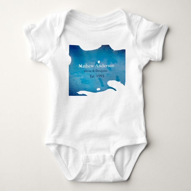 Blå rustik vattenfärg jeans textur lägg till namn  t shirt (Framsida)