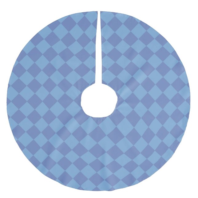 Blå rutdiamantmönster julgransmatta borstad polyester (Framsidan)