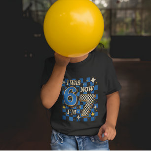 Blå Rutig Jag Var 6 Nu Är Jag 7 Rolig 67 T Shirt