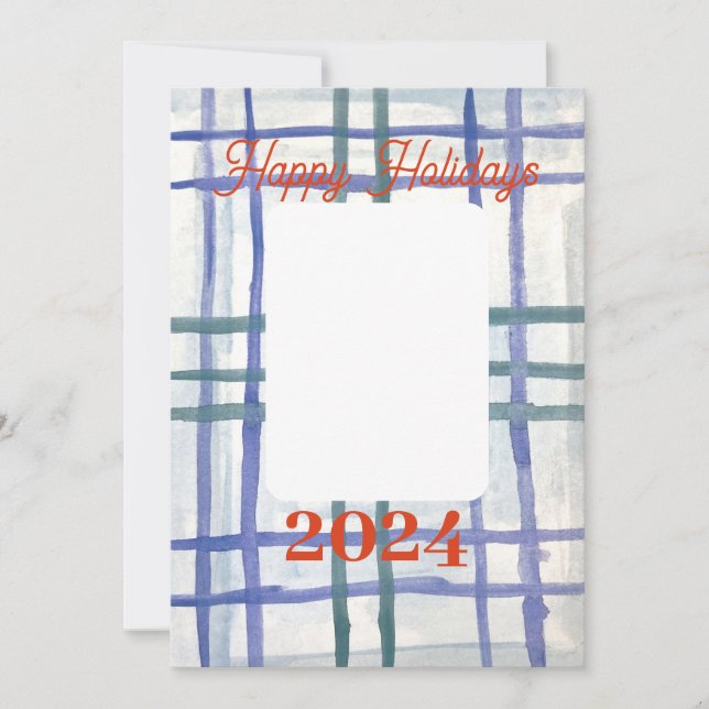 Blå rutig julkort (Framsida)