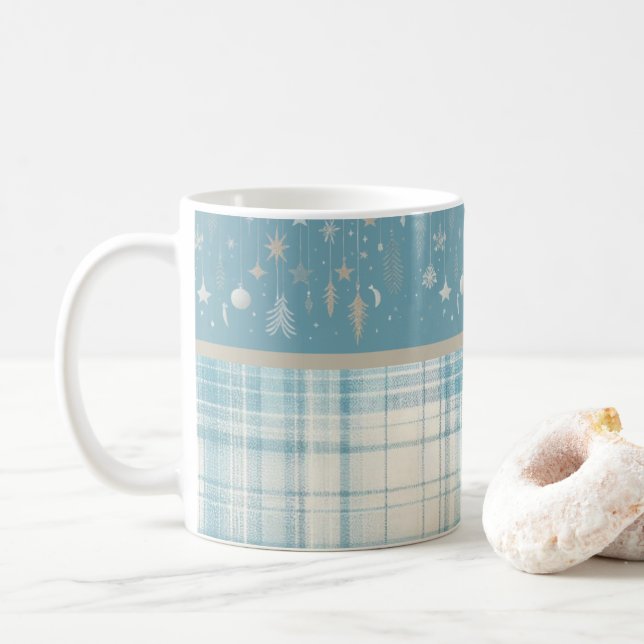 Blå rutig kaffemugg (Med munk)