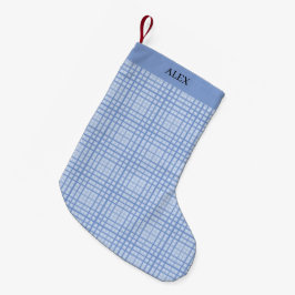 Blå rutig liten julstrumpa