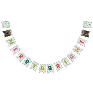 Blå rutig Merry & Bright flaggbanner Vimplar