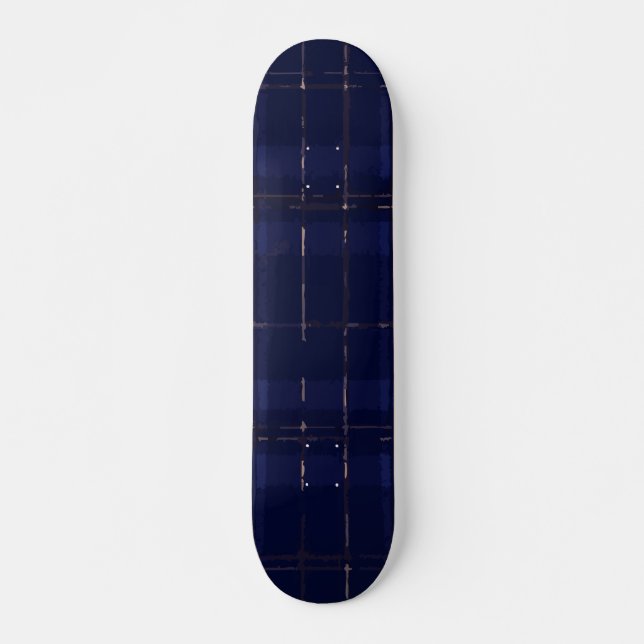 Blå Rutig Modern Mönsterdesign Mini Skateboard Bräda 18,5 Cm (Framsida)