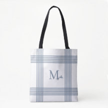 Blå Rutig Monogram Totebag