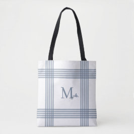 Blå Rutig Monogram Totebag Tygkasse