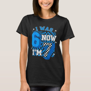 Blå rutig var 6 7 rolig 67 födelsedags pojke t shirt