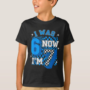 Blå rutig var 6 7 rolig 67 födelsedags pojke t shirt