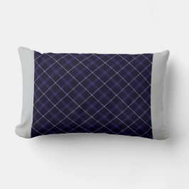 Blå rutigt / Tartan med enfärgade sidostreep Lumbarkudde