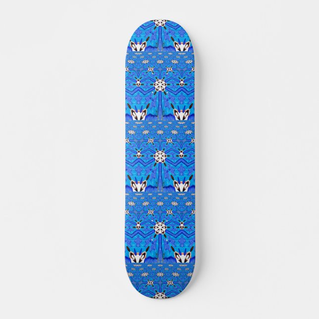 blå rutnätsgeometrisk skateboard (Framsida)