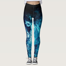 Blå rymdgalaxen leggings