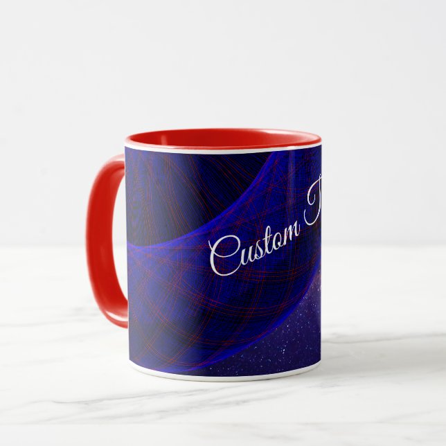 Blå rymdonutpar Geometrisk kaffemugg (Framsida vänster)
