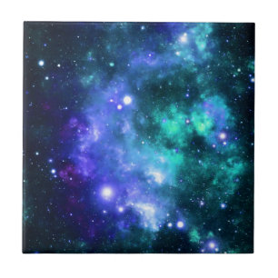 Blå rymdstjärnor Galaxy Kakelplatta
